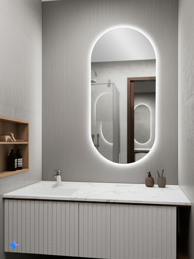 Ambi Ovale Spiegel met Led-Verlichting en Touch-bediening 40x90cm